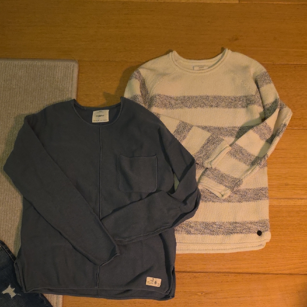 Size 8/10 Boys Bundle, 1 NWT pants, 2 Zara Sweaters 1Nwt Tee